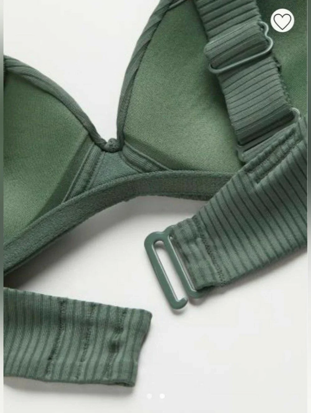 H&M - Padded Ribbed Olive Green Bikini Top